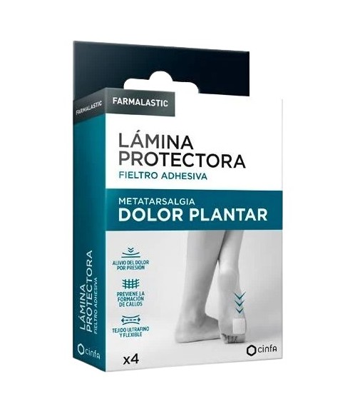 Farmalastic Lámina Protectora Fieltro Adhesiva Metatarsalgia Dolor Plantar Talla Única 4 unidades
