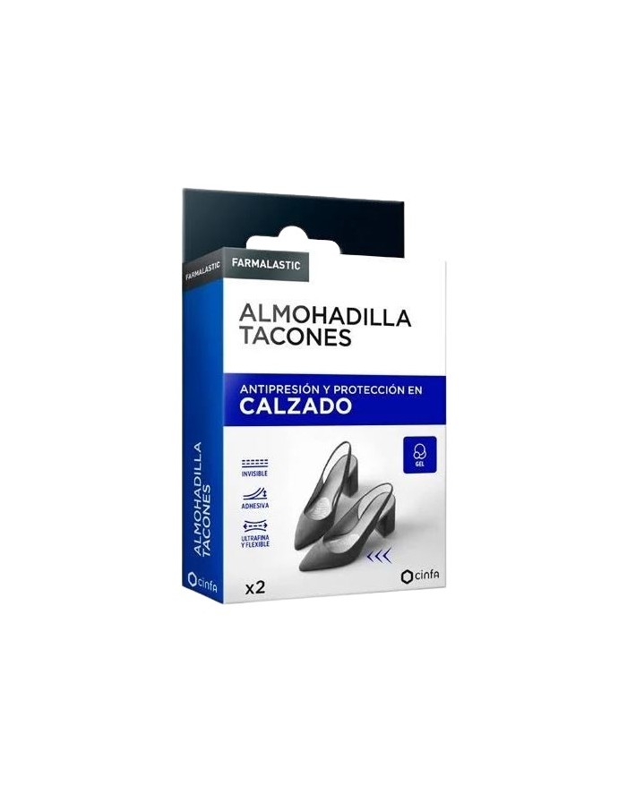 Farmalastic Almohadilla Tacones Antipresión y Protección en Calzado Talla Única Gel 2 unidades