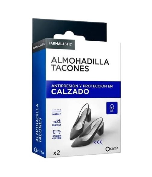 Farmalastic Almohadilla Tacones Antipresión y Protección en Calzado Talla Única Gel 2 unidades