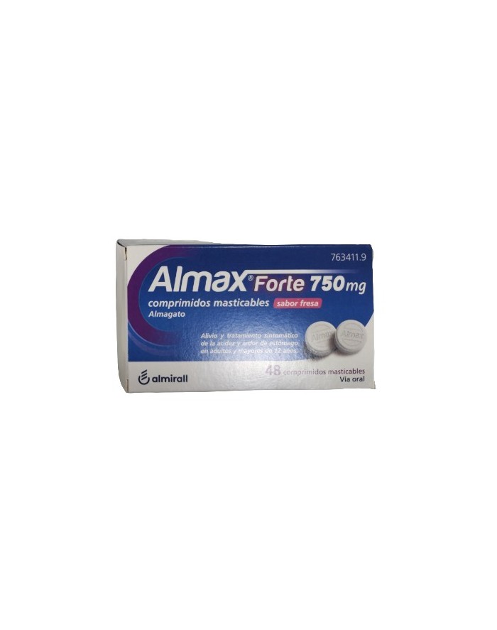 Almax Forte 750 mg Comprimidos Masticables Sabor Fresa 48 comprimidos