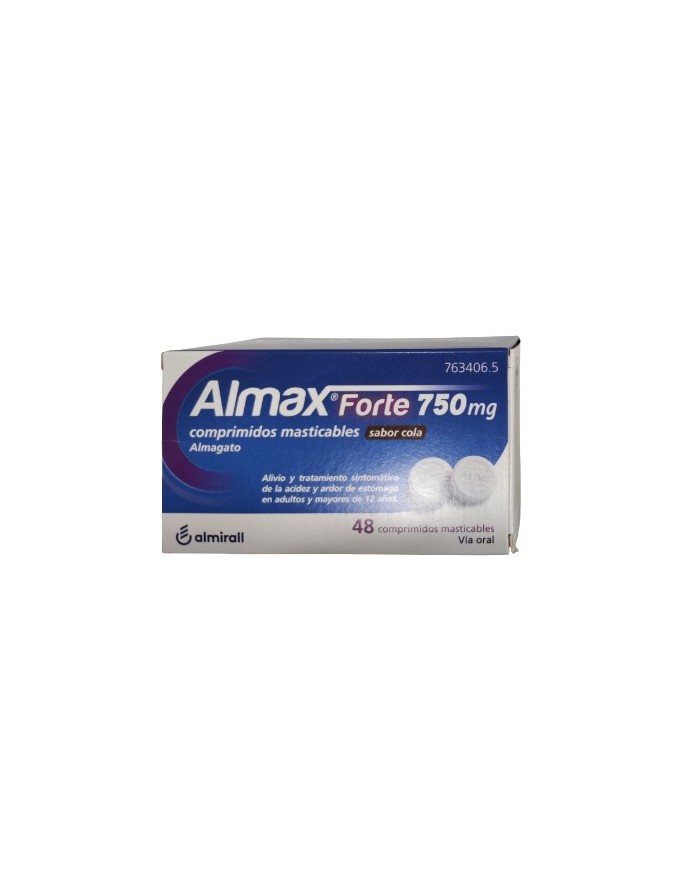 Almax Forte 750 mg Comprimidos Masticables Sabor Cola 48 comprimidos