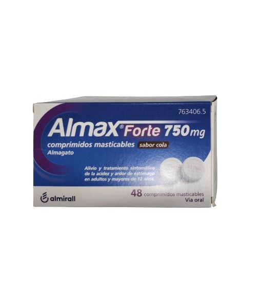 Almax Forte 750 mg Comprimidos Masticables Sabor Cola 48 comprimidos