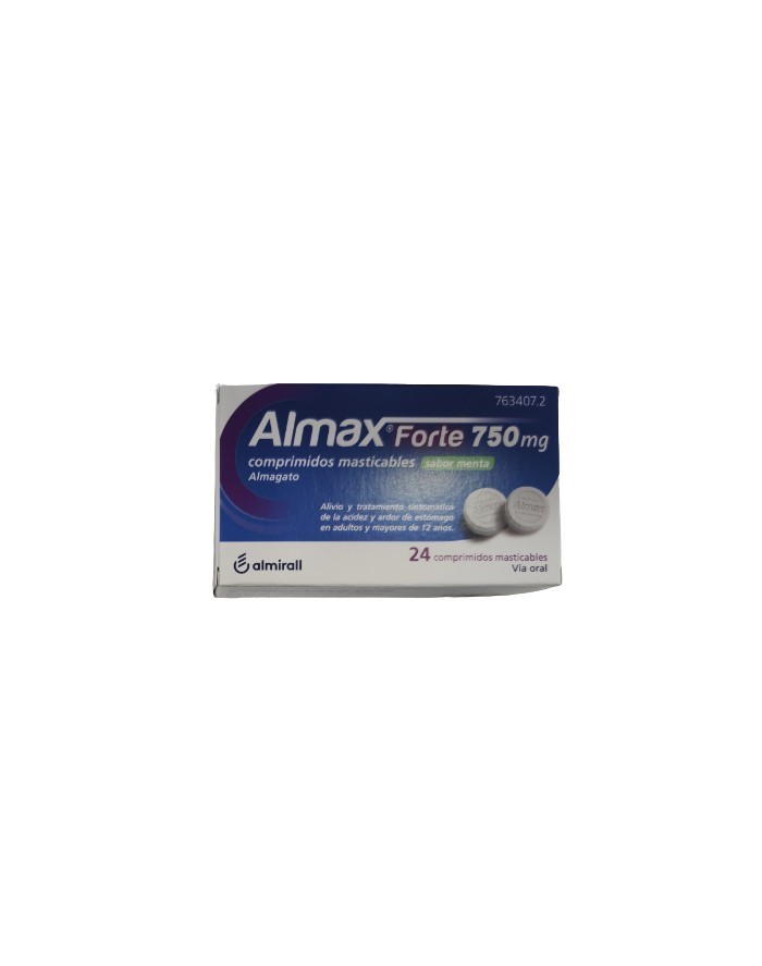Almax Forte 750 mg Chewable Tablets Mint Flavor 24 tablets