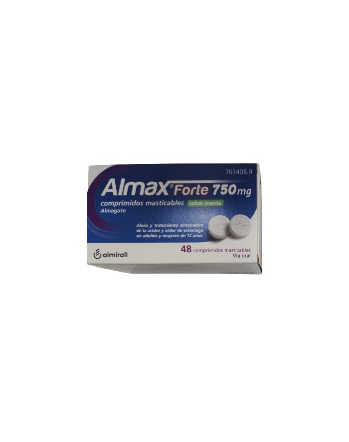 Almax Forte 750 mg Comprimidos Masticables Sabor Menta 48 comprimidos