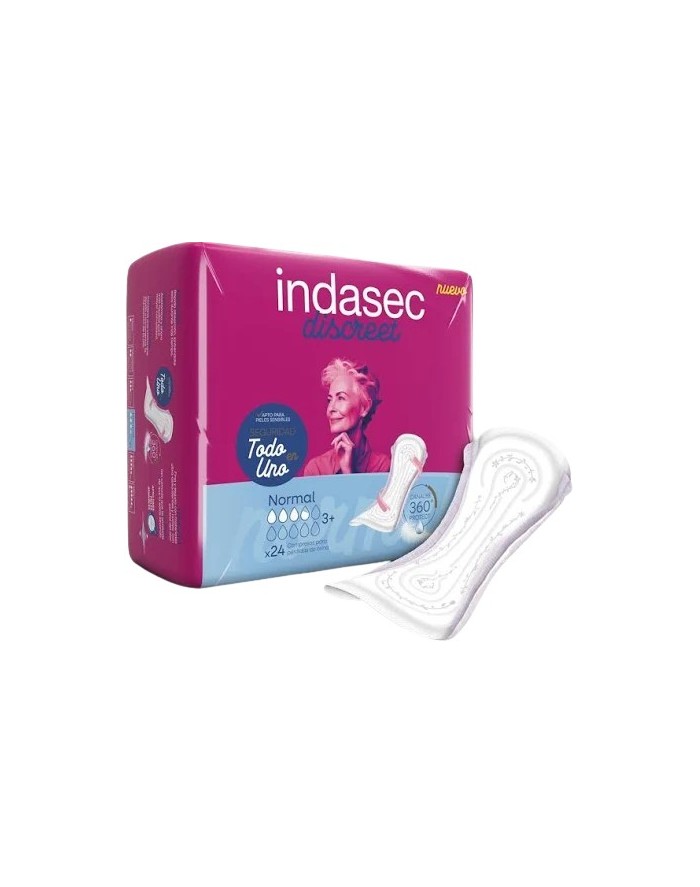 Indasec Discreet Normal Compresas Para Pérdida de Orina 24 Unidades