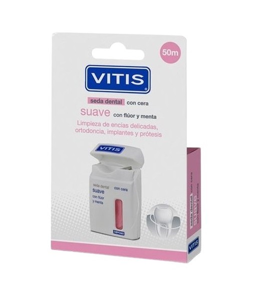 Vitis Soft Dental Floss with Fluoride and Mint Wax 50m