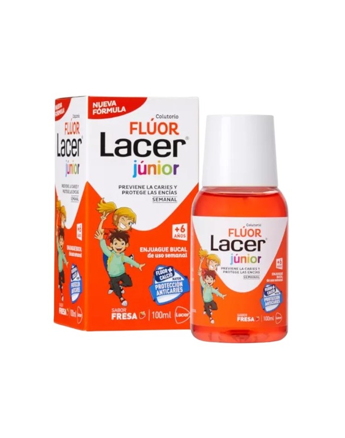 Lacer Junior Weekly Mouthwash 0.2% Fluoride Strawberry Flavor 100ml