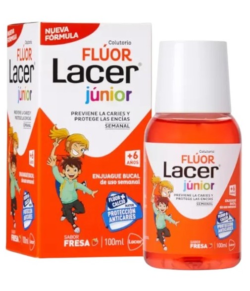 Lacer Junior Weekly Mouthwash 0.2% Fluoride Strawberry Flavor 100ml