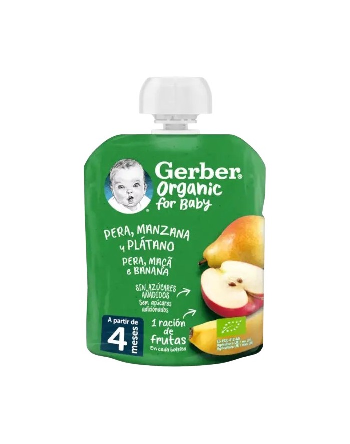 Gerber Organic Pear, Apple and Banana Puree +6 Months 90g