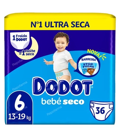 Pañal Dodot Bebé Seco T6 27-43 kg 36 uds
