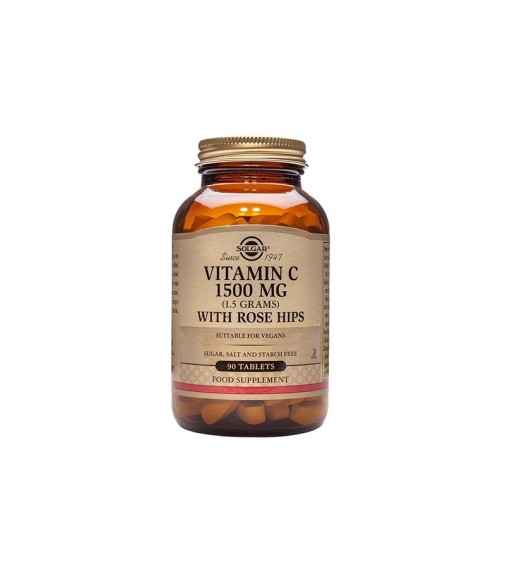 Solgar Rose Hips Vitamina C 1500 mg con Escaramujo 90 comprimidos