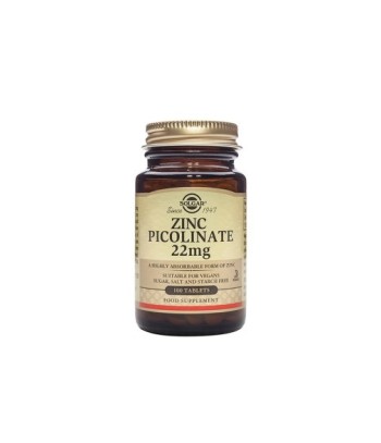 Solgar Zinc Picolinato 22 mg 100 comprimidos