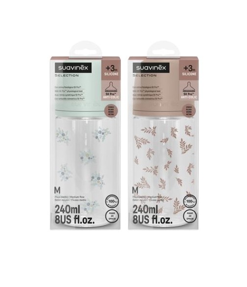 Suavinex Biberón Cristal Silicona F/S Poetry 240 ml