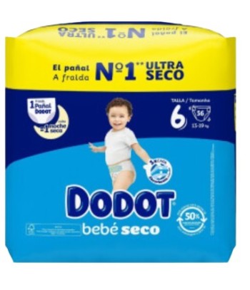 Pañal Dodot Bebé Seco T6 13-19 kg 56 uds