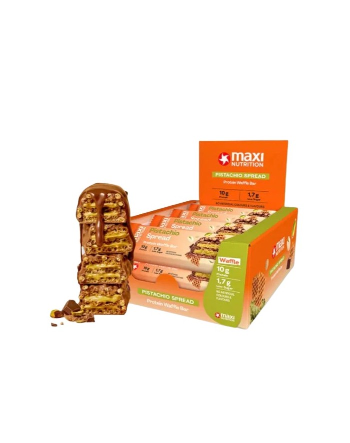 Maxi Nutrition Waffle Bar Pistacho Spread Protein 12 unidades