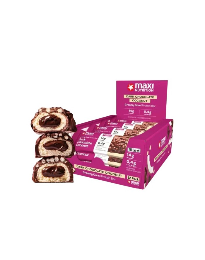 Maxi Nutrition Creamy Core Bars Dark Chocolate Coconut 12 unidades