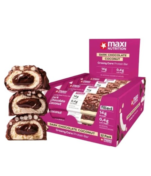 Maxi Nutrition Creamy Core Bars Dark Chocolate Coconut 12 unidades