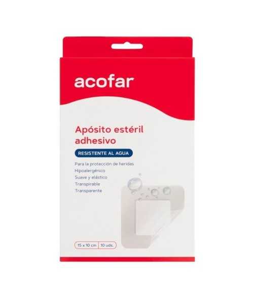 Acofar Sterile Adhesive Dressing Water 10x15 cm 10 units.