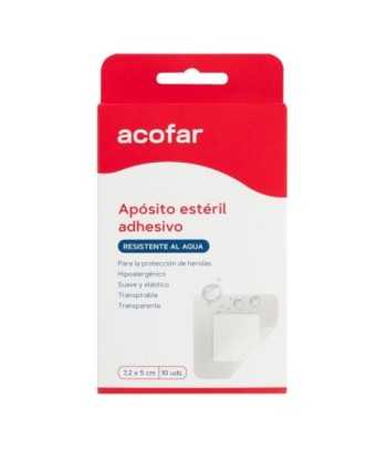 Acofar Sterile Adhesive Dressing Water 7.2x5 cm 10 units.