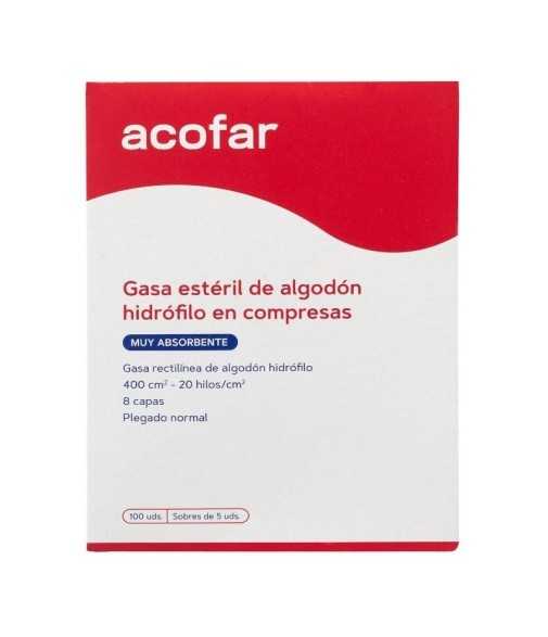 Acofar Gasa Estéril de Algodón Hidrófilo en Compresas 60x40 cm 6 uds