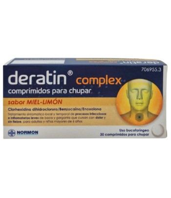 Deratin Complex Comprimidos para Chupar de Miel-Limón 30 Comprimidos