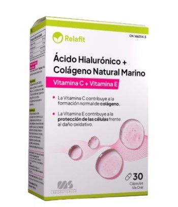 Relafit Ácido Hialurónico + Colágeno Marino 30 cápsulas
