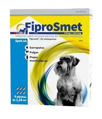 Fiprosmet 134/120,6 mg Perro M 10-20 kg