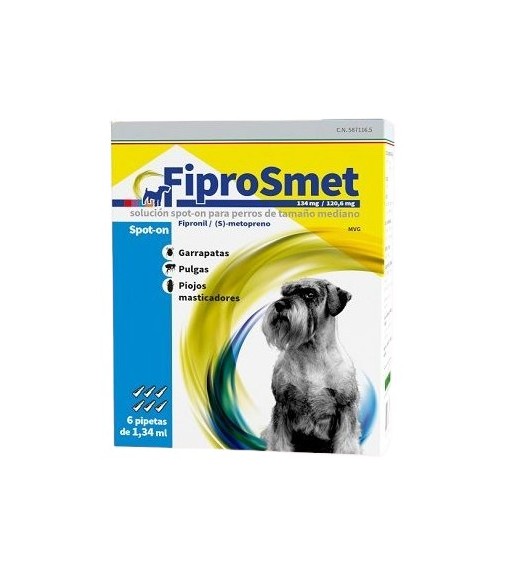 Fiprosmet 134/120,6 mg Perro M 10-20 kg