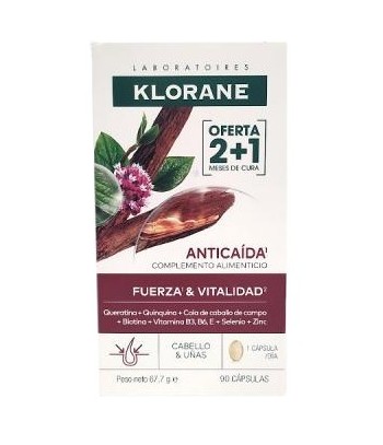 klorane Keratincaps Cabello y Uñas Quinina + Queratina 3 x 30 Cápsulas