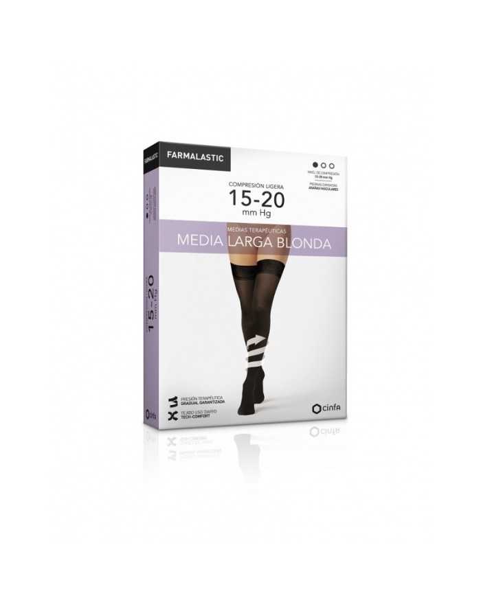 Media Farmalastic Larga Blonda Compresión Ligera Color Negro Talla XL