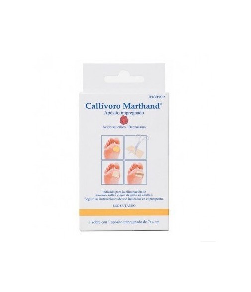 Callívoro Marthand Apósito Impregnado de Ácido Salicílico/ Benzocaína 7x4 cm
