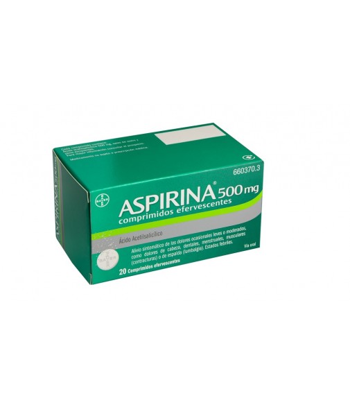 Aspirina 500 mg comprimidos efervescentes , 20 comprimidos
