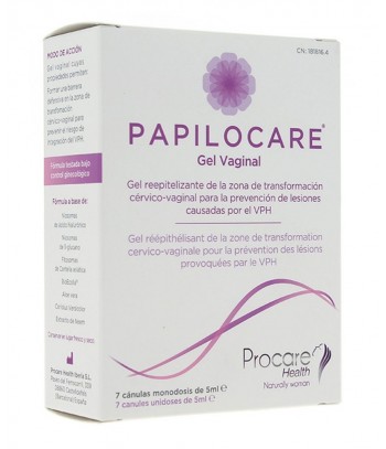 Papilocare Gel Vaginal Prevención de Lesiones Causadas por el VPH 7 Cánulas Monodosis de 5ml