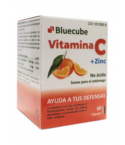 Vitamina C + Zinc Bluecube 60 cápsulas