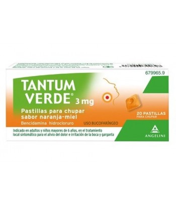 Tantum Verde 3 mg Pastillas para Chupar Naranja-Miel 20 pastillas