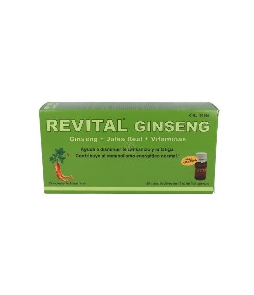 Revital Ginseng+Jalea Real+Vitaminas 20 Viales Bebibles de 10cc Fácil Apertura