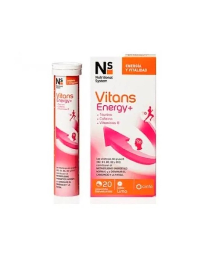 NS Vitans Energy + Taurina + Cafeína + Vitaminas B 20 Comprmidos Efervescentes Sabor Limón