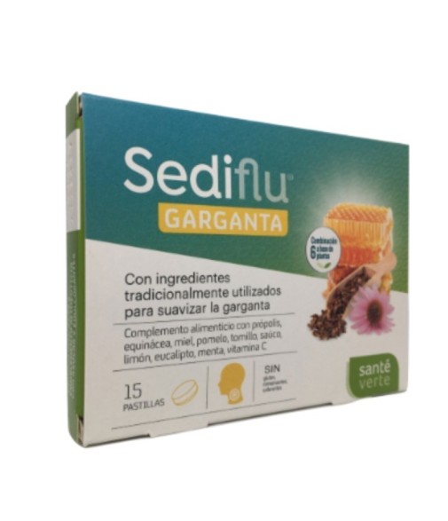 Sediflu Garganta Con Ingredientes Naturales Para Suavizar la Garganta 15 Pastillas Santé Verte